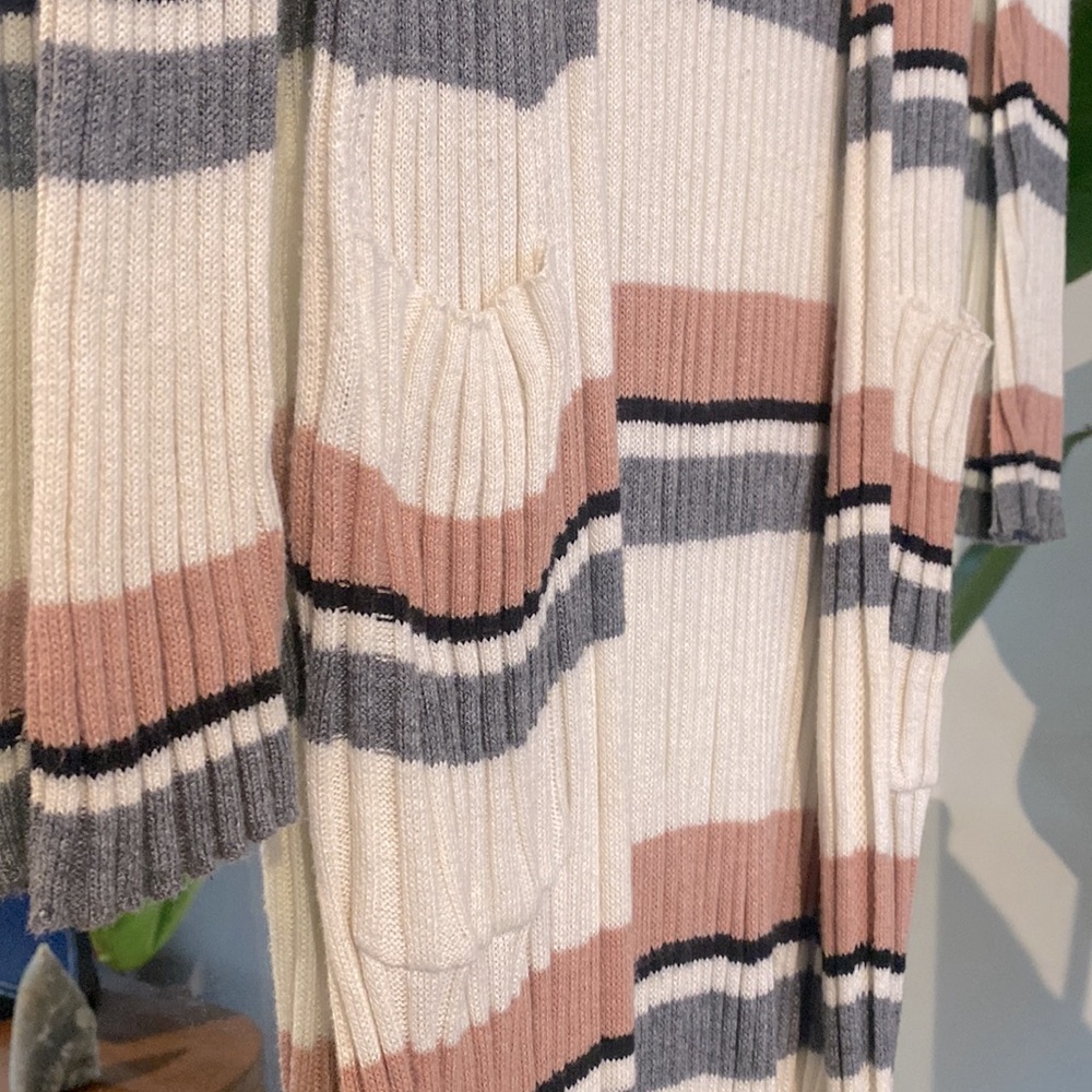 BP. Ribbed Light Knit Cocoon Cardigan Sweater Robe - Picture 4 of 9
